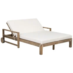 Modern Teak Wood Outdoor Patio Sunbathing Lounge Bed