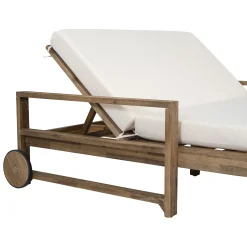 Modern Teak Wood Outdoor Patio Sunbathing Lounge Bed