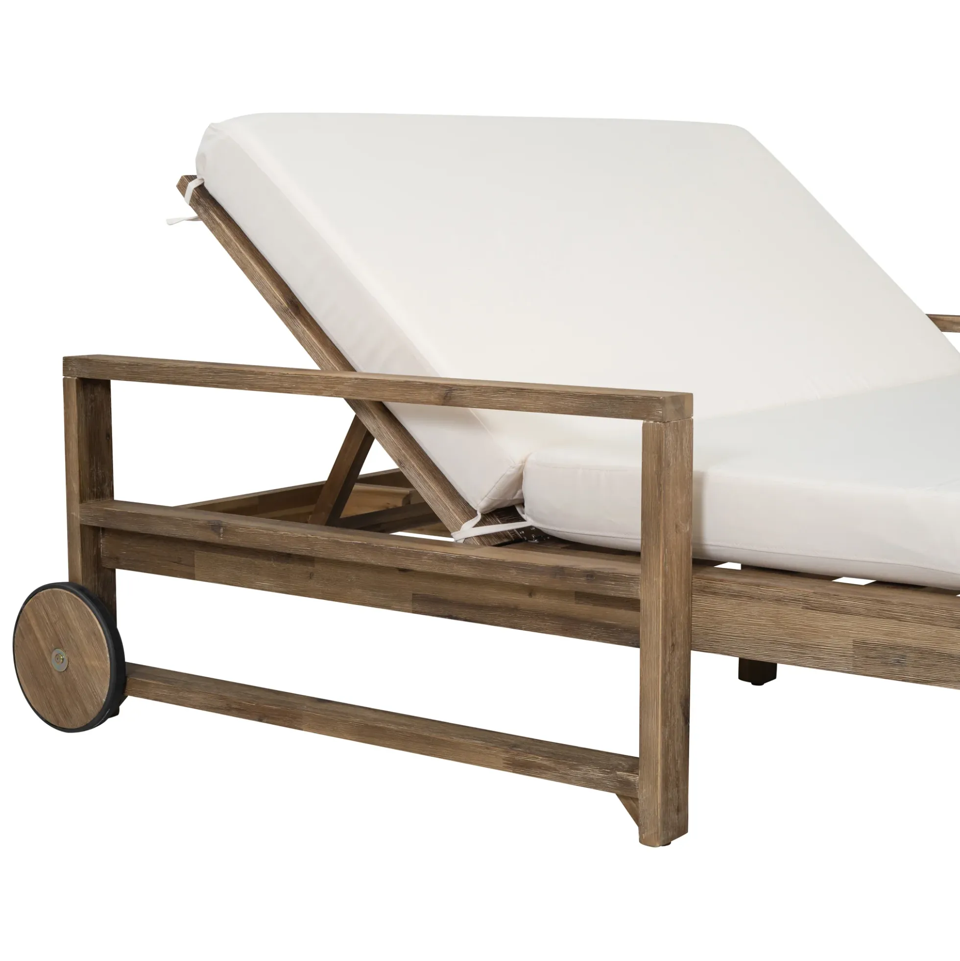 Modern Teak Wood Outdoor Patio Sunbathing Lounge Bed
