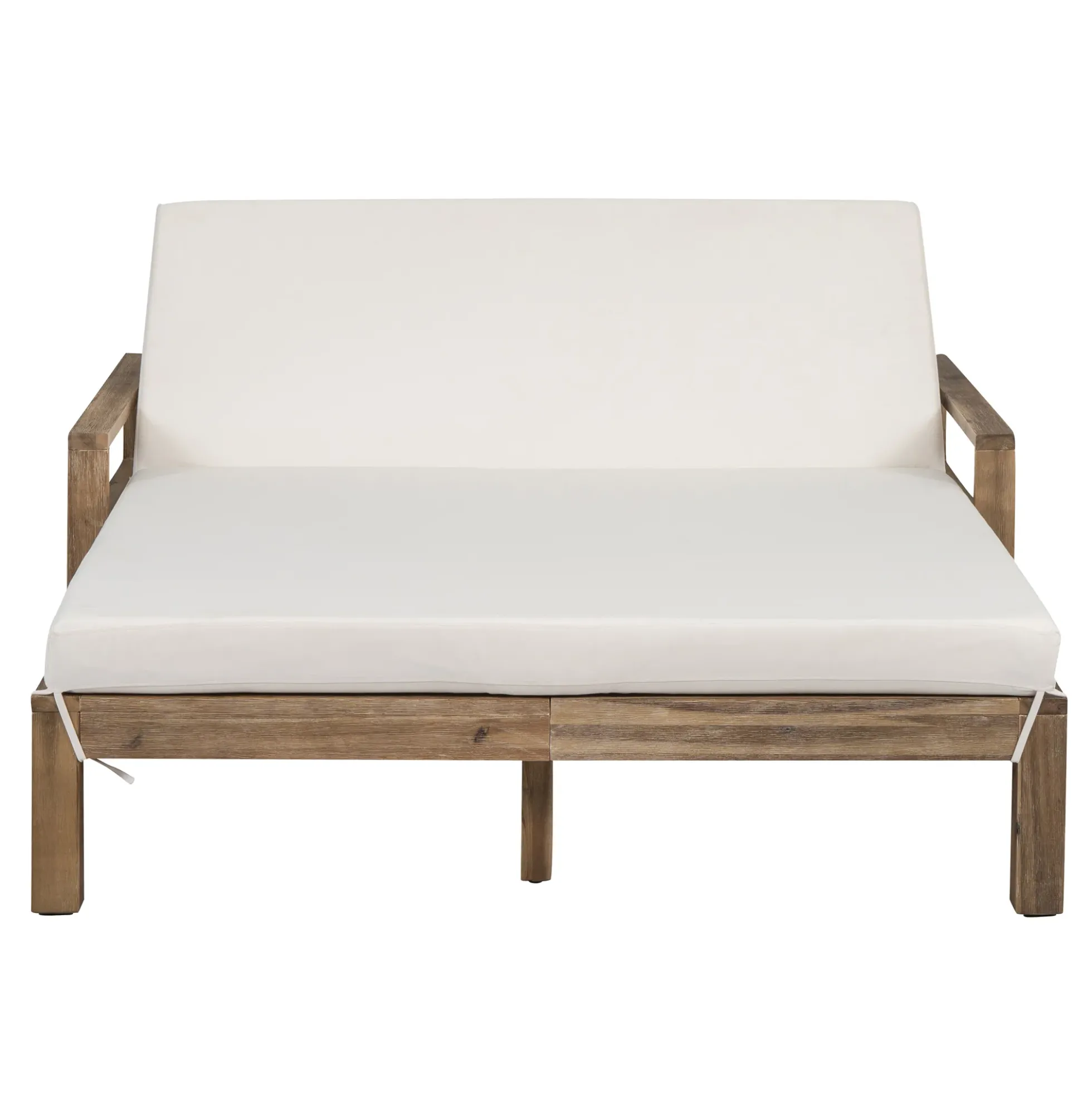 Modern Teak Wood Outdoor Patio Sunbathing Lounge Bed