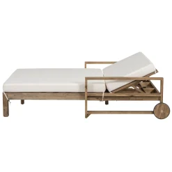 Modern Teak Wood Outdoor Patio Sunbathing Lounge Bed