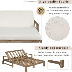 Modern Teak Wood Outdoor Patio Sunbathing Lounge Bed