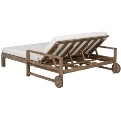 Modern Teak Wood Outdoor Patio Sunbathing Lounge Bed