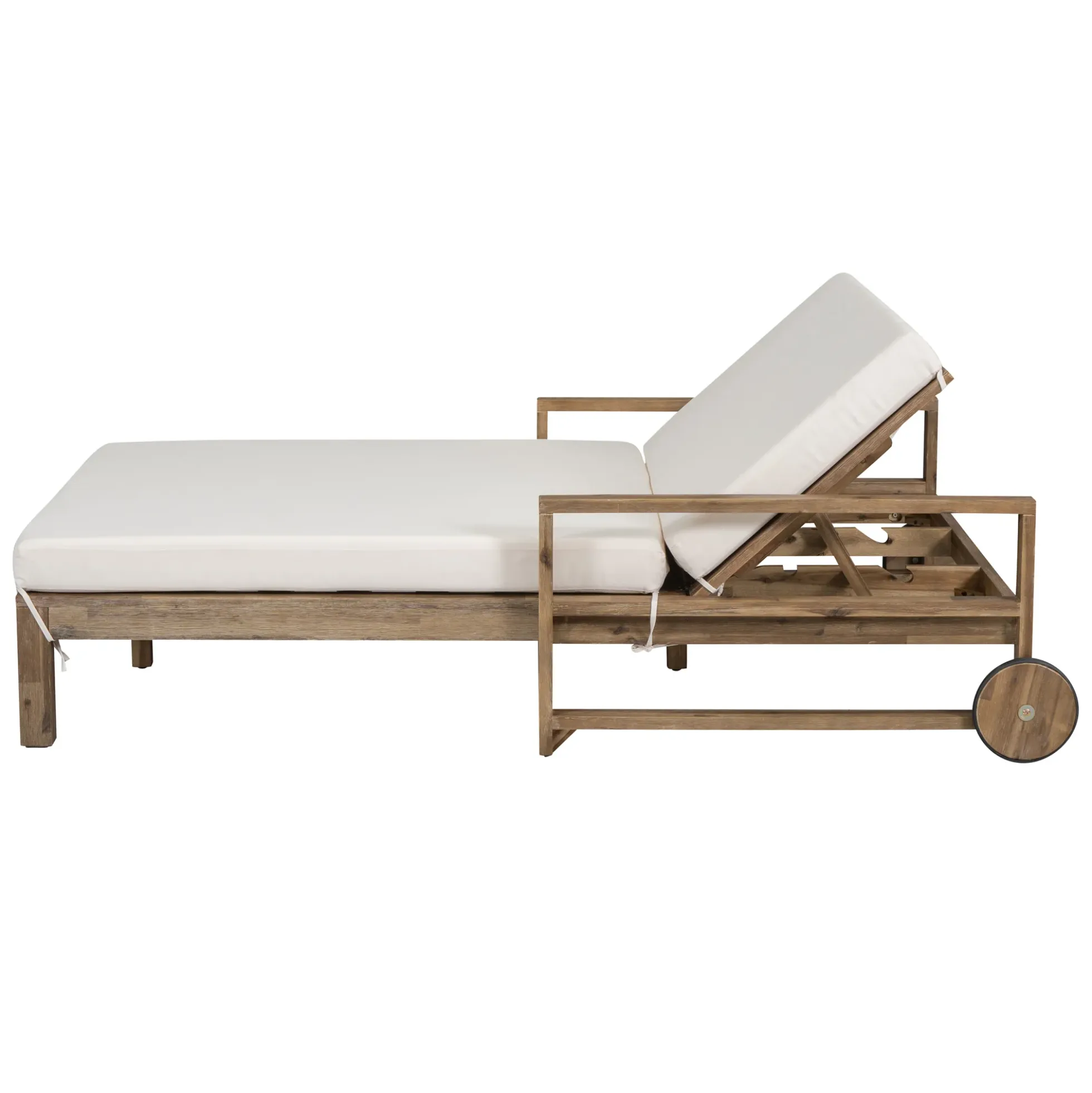 Modern Teak Wood Outdoor Patio Sunbathing Lounge Bed