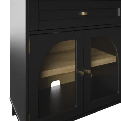 Modern Two‑Tone Double Glass‑Door Cabinets Buffet Sideboard