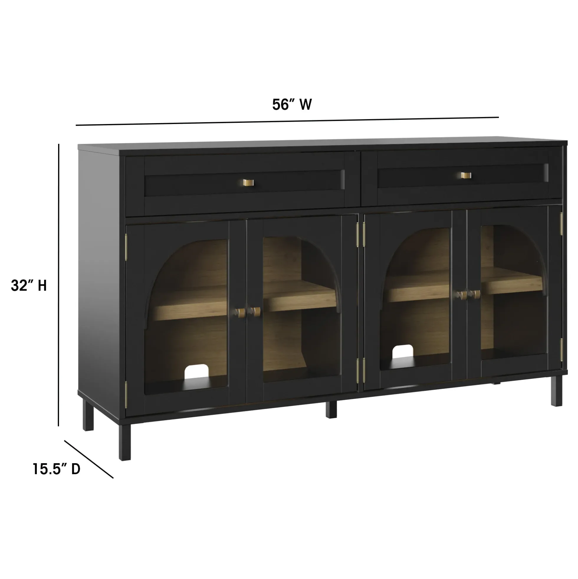 Modern Two‑Tone Double Glass‑Door Cabinets Buffet Sideboard