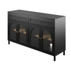 Modern Two‑Tone Double Glass‑Door Cabinets Buffet Sideboard
