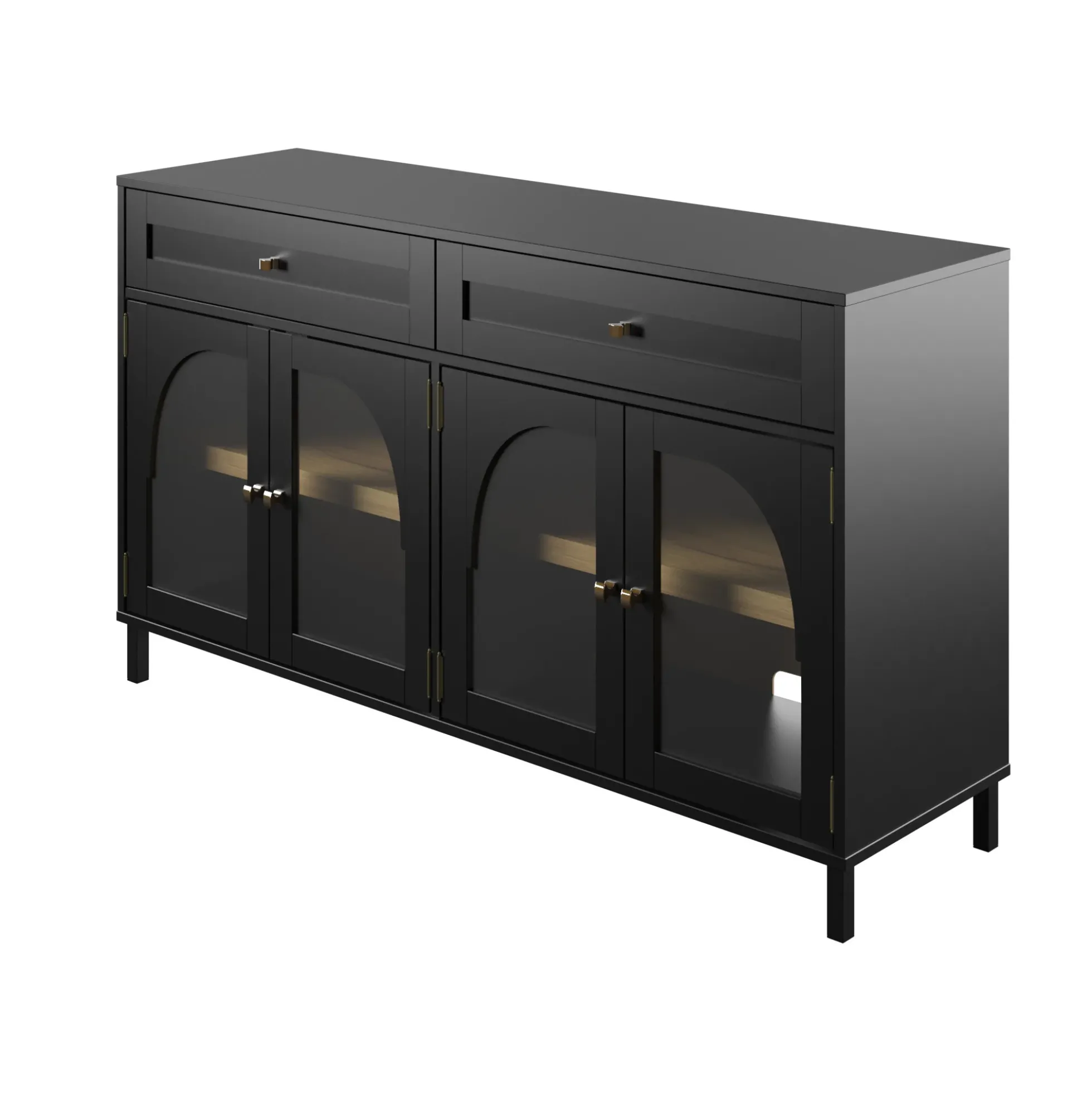 Modern Two‑Tone Double Glass‑Door Cabinets Buffet Sideboard
