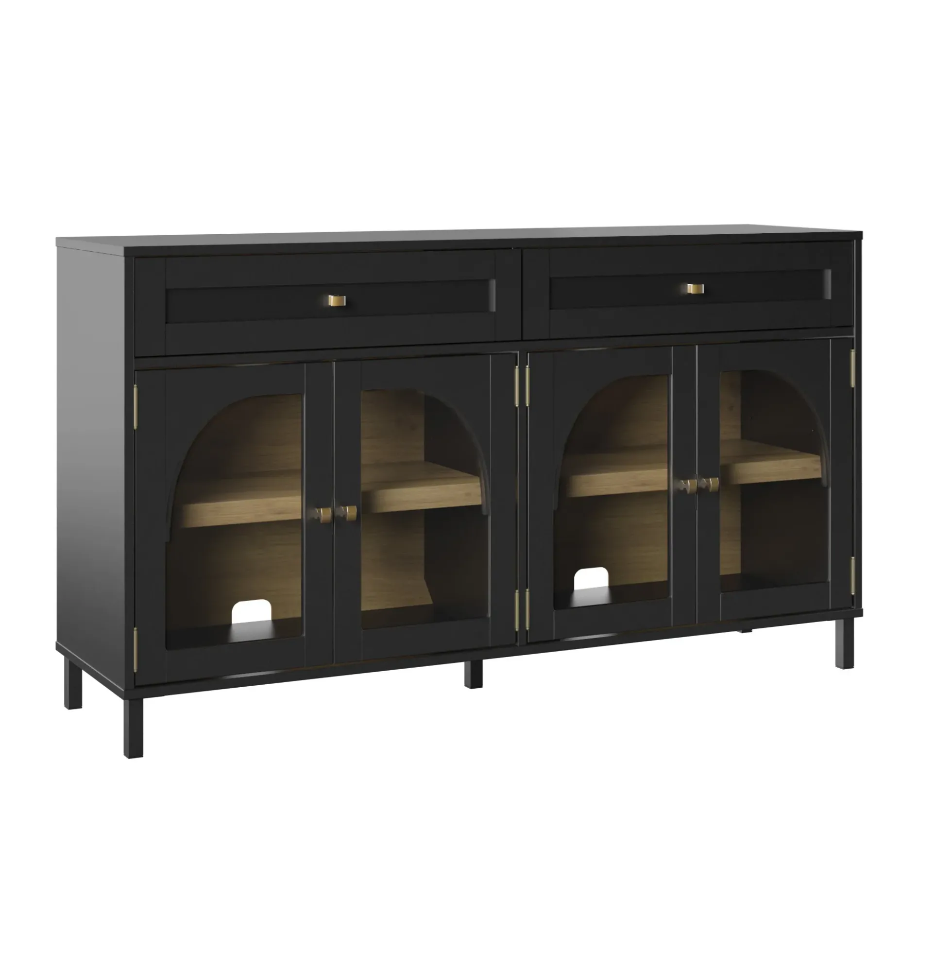 Modern Two‑Tone Double Glass‑Door Cabinets Buffet Sideboard
