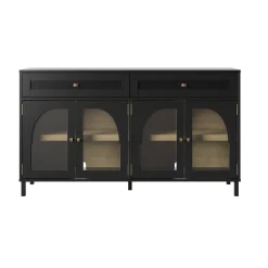 Modern Two‑Tone Double Glass‑Door Cabinets Buffet Sideboard