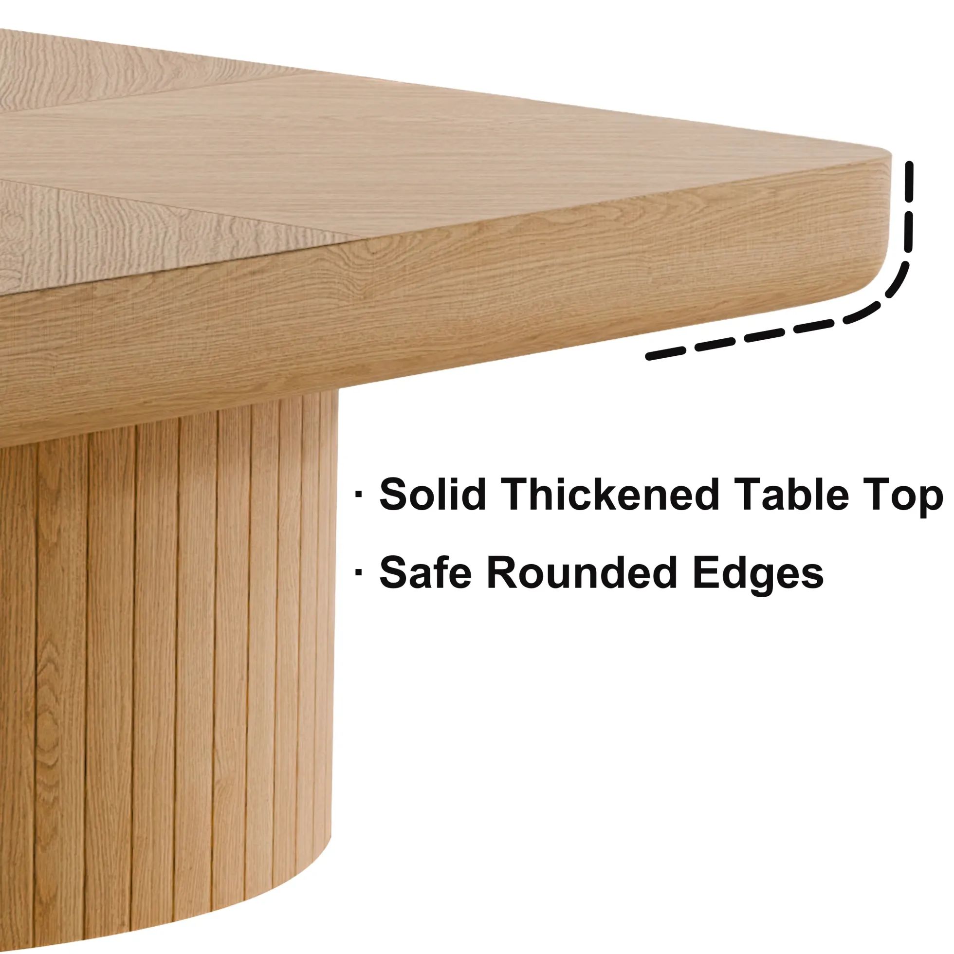 Modern Veneer 34.6'' Square Fluted Cylindrical Base Coffee Table