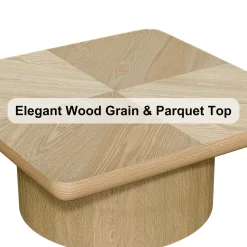 Modern Veneer 34.6'' Square Fluted Cylindrical Base Coffee Table