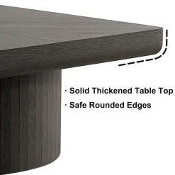 Modern Veneer 34.6'' Square Fluted Cylindrical Base Coffee Table
