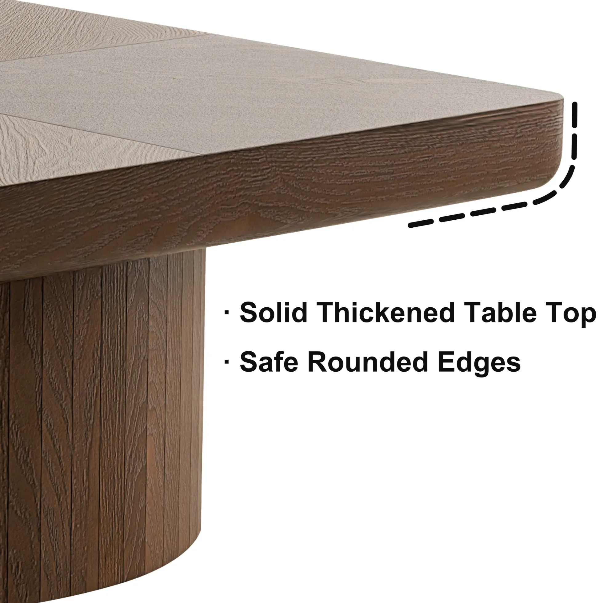 Modern Veneer 34.6'' Square Fluted Cylindrical Base Coffee Table