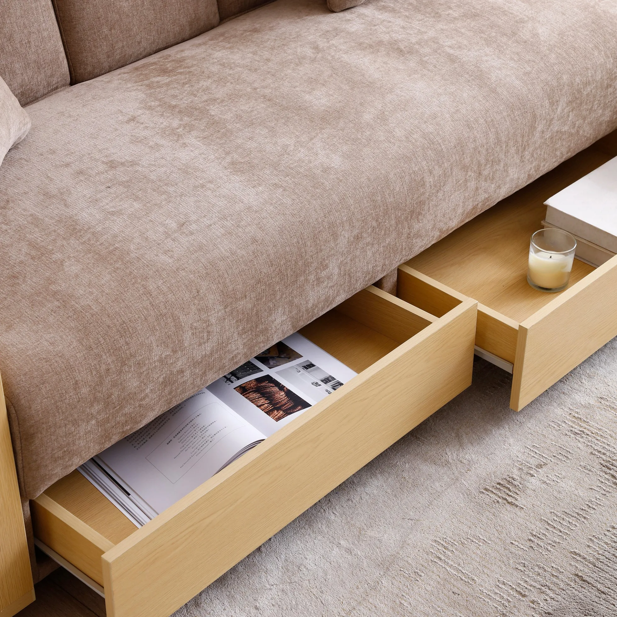 Multifunctional Convertible Sleeper Bed Sofa with Storage Ottoman