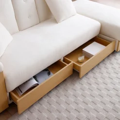 Multifunctional Convertible Sleeper Bed Sofa with Storage Ottoman