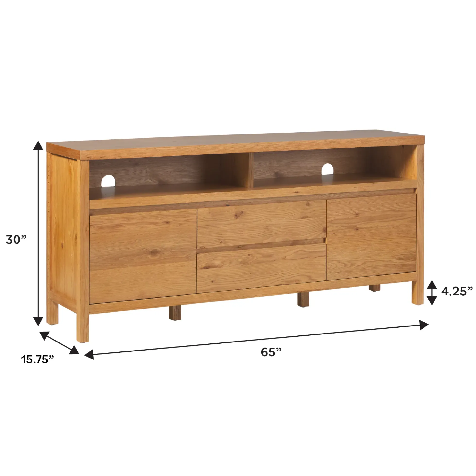 Nash 65" Modern Farmhouse Rustic Oak Wood Sideboard TV Stand
