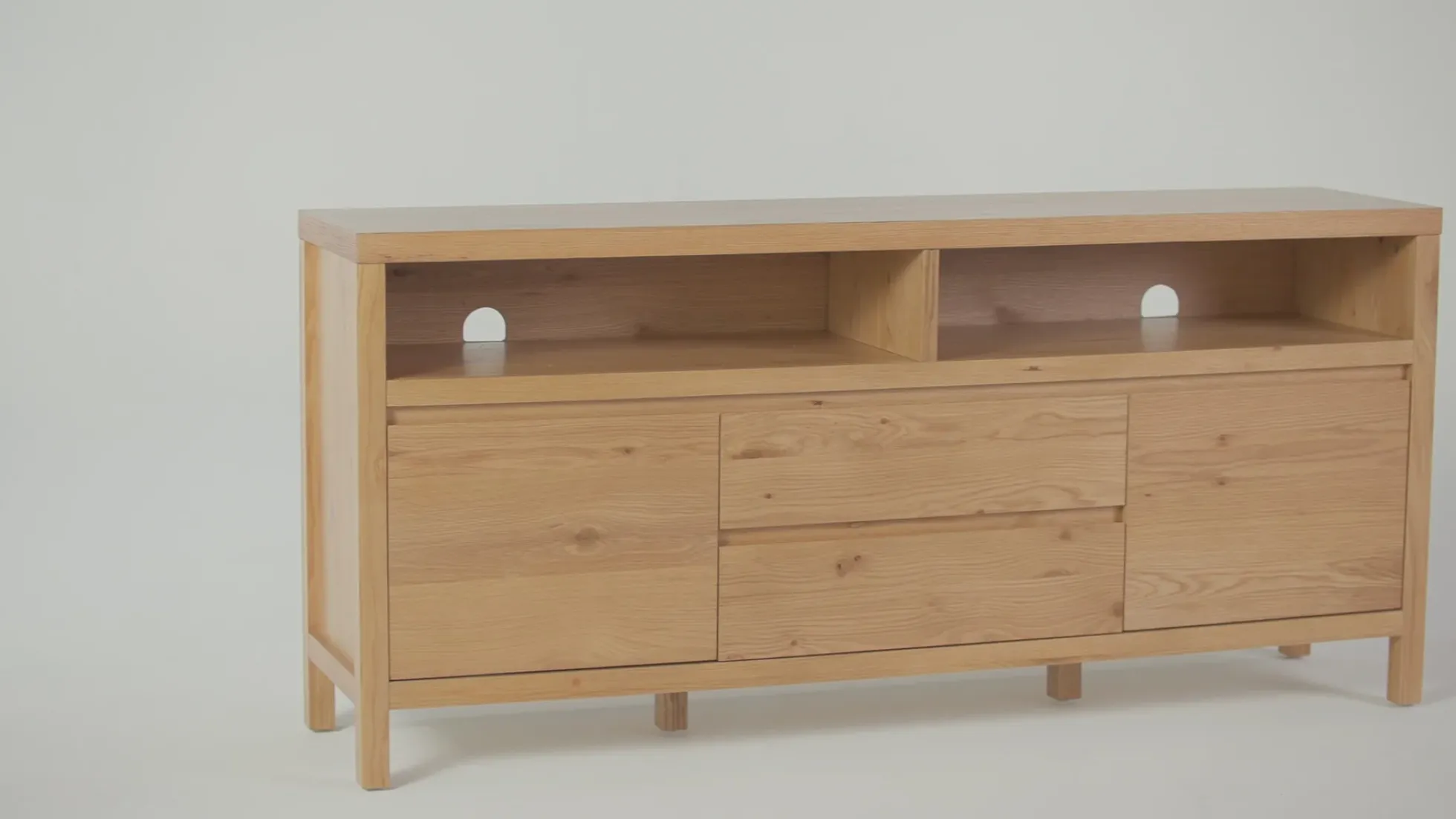 Nash 65" Modern Farmhouse Rustic Oak Wood Sideboard TV Stand