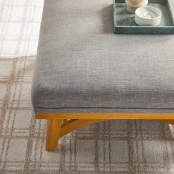 Nash Modern Farmhouse Easy Assembly Linen Large Ottoman