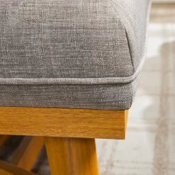 Nash Modern Farmhouse Easy Assembly Linen Large Ottoman