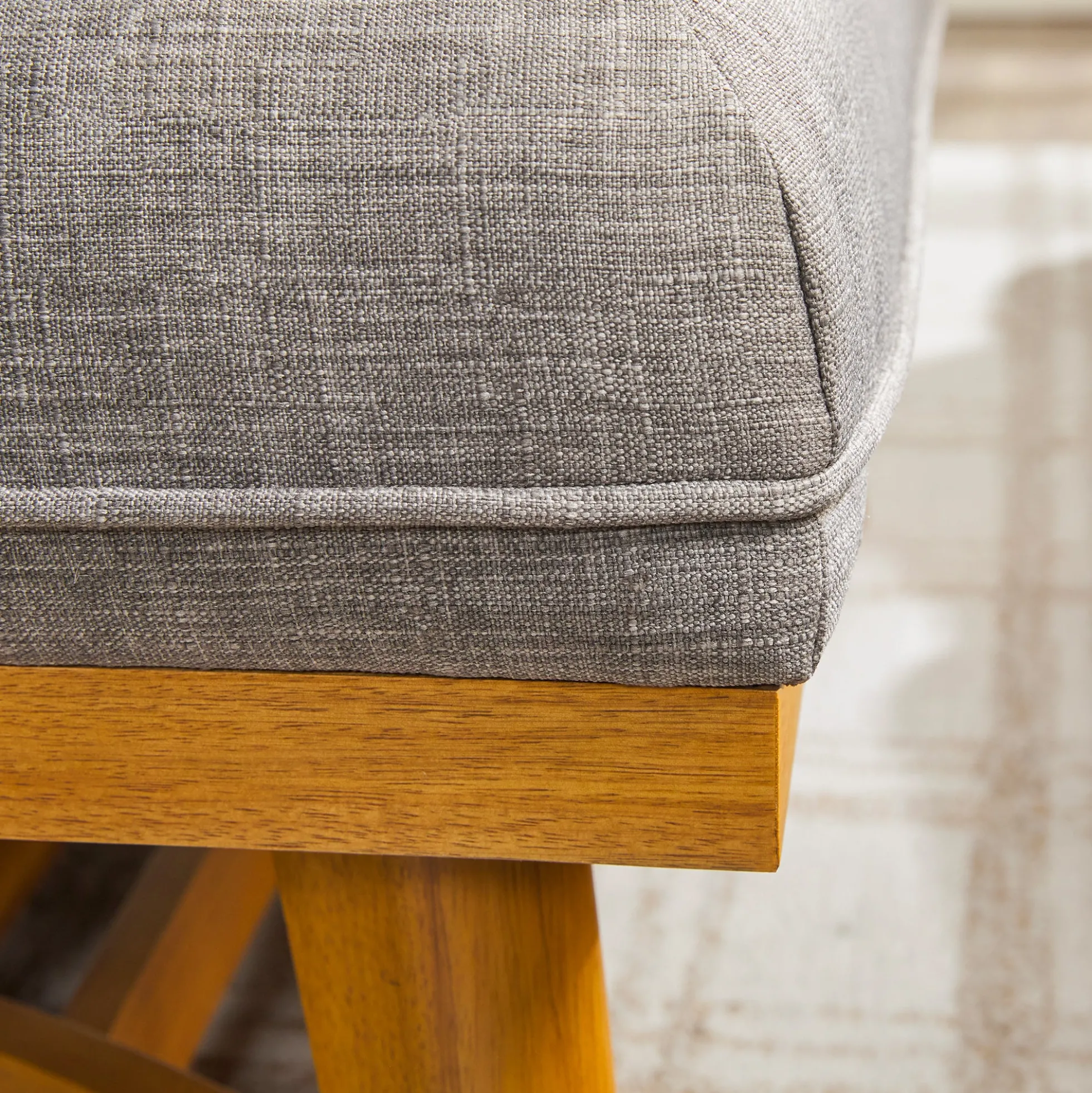Nash Modern Farmhouse Easy Assembly Linen Large Ottoman