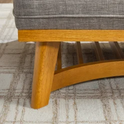 Nash Modern Farmhouse Easy Assembly Linen Large Ottoman