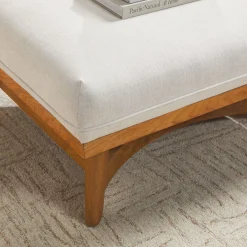 Nash Modern Farmhouse Easy Assembly Linen Large Ottoman