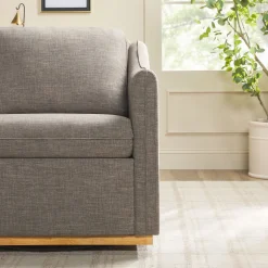 Nash Modern Farmhouse Easy Assembly Linen Swivel Accent Chair