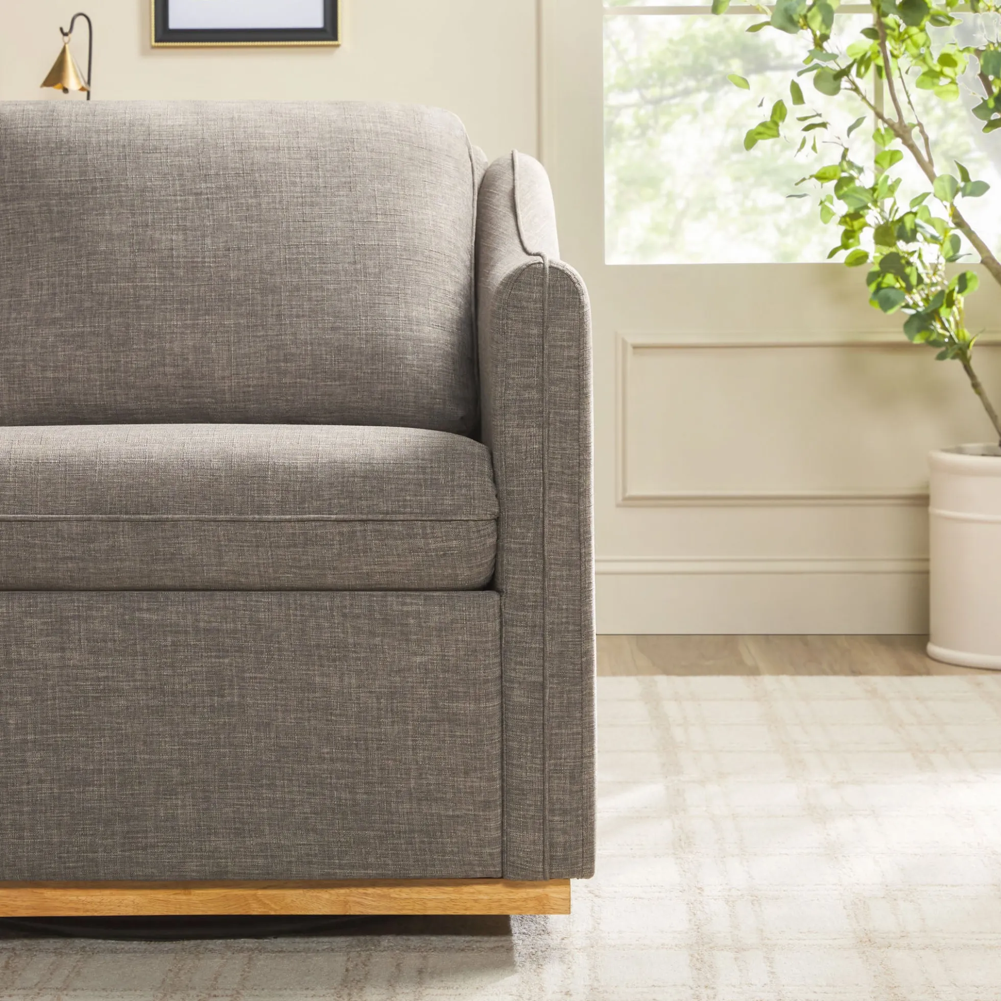 Nash Modern Farmhouse Easy Assembly Linen Swivel Accent Chair