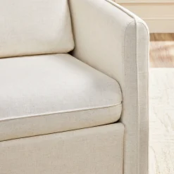 Nash Modern Farmhouse Easy Assembly Linen Swivel Accent Chair