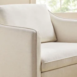 Nash Modern Farmhouse Easy Assembly Linen Swivel Accent Chair