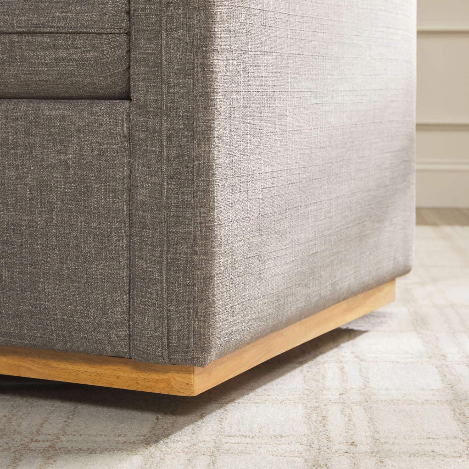 Nash Modern Farmhouse Easy Assembly Linen Swivel Accent Chair