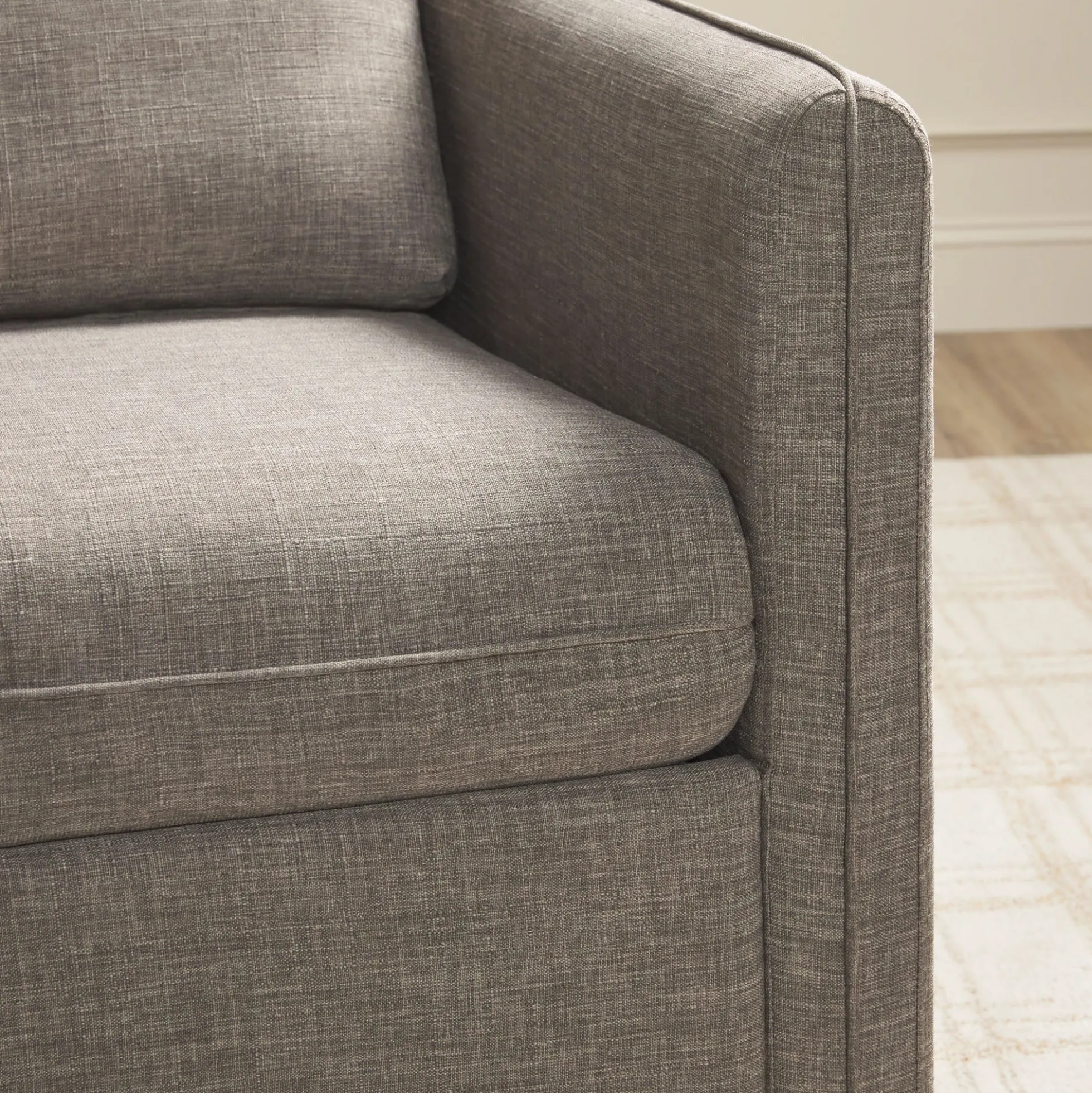 Nash Modern Farmhouse Easy Assembly Linen Swivel Accent Chair