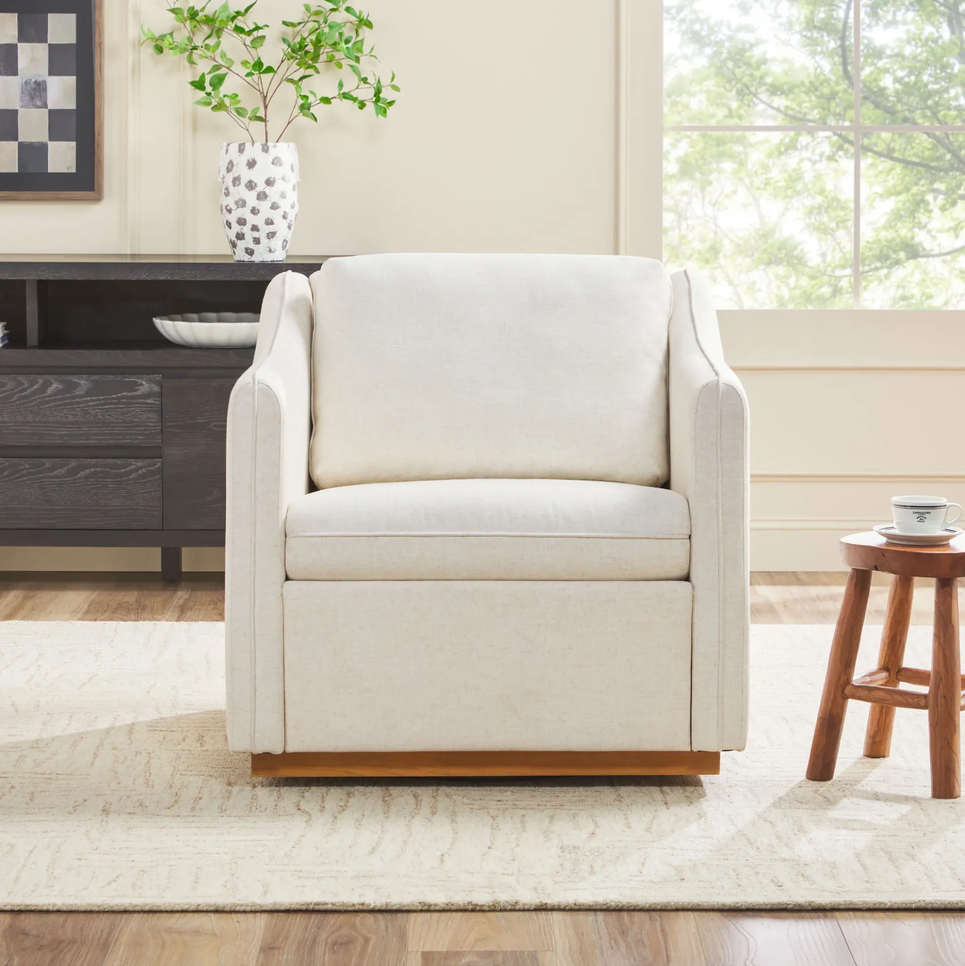 Nash Modern Farmhouse Linen Swivel Accent Chairs, Set of 2