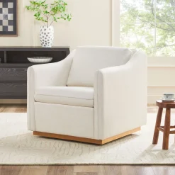 Nash Modern Farmhouse Linen Swivel Accent Chairs, Set of 2
