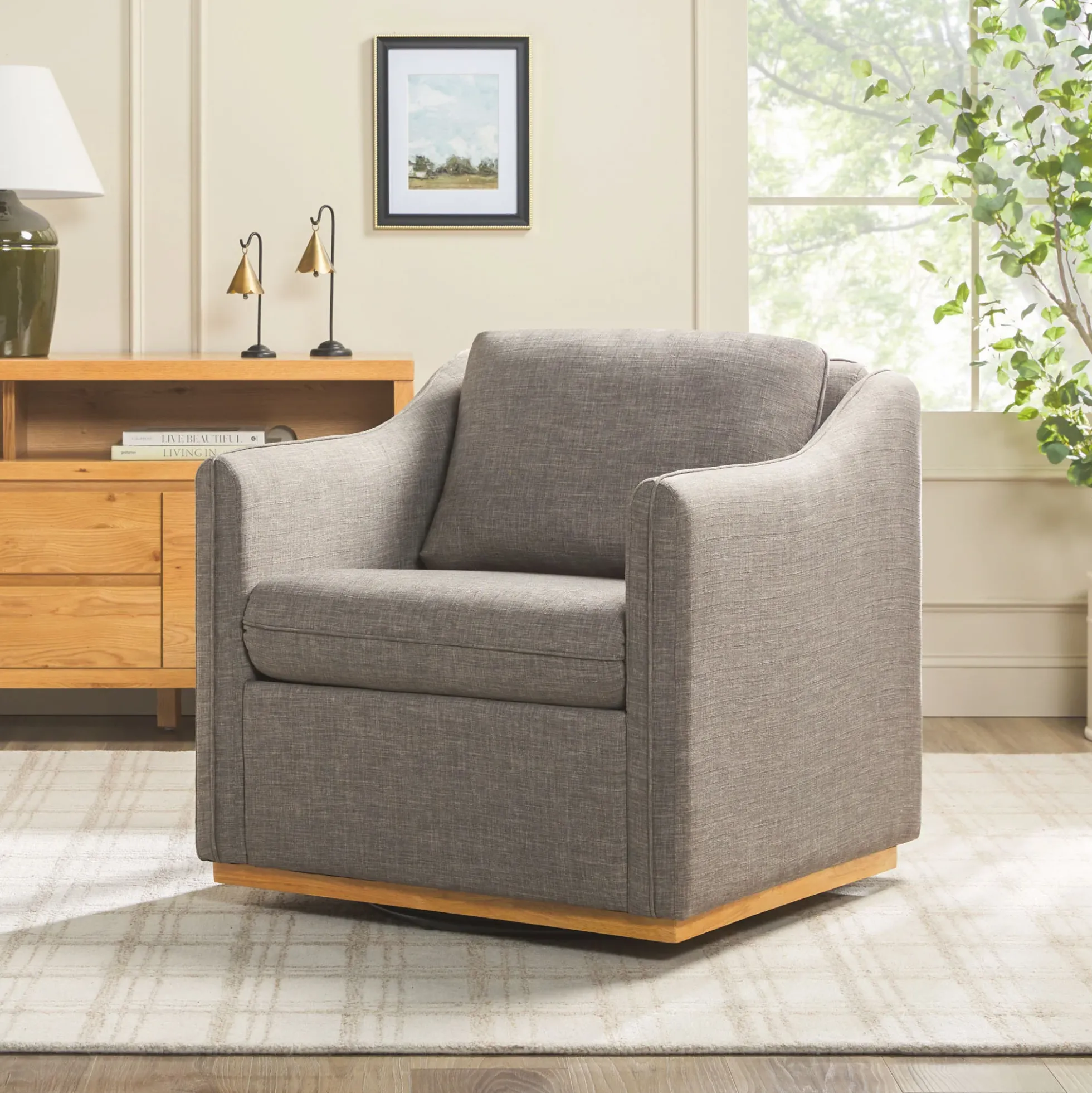 Nash Modern Farmhouse Linen Swivel Accent Chairs, Set of 2