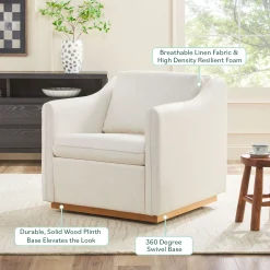 Nash Modern Farmhouse Linen Swivel Accent Chairs, Set of 2