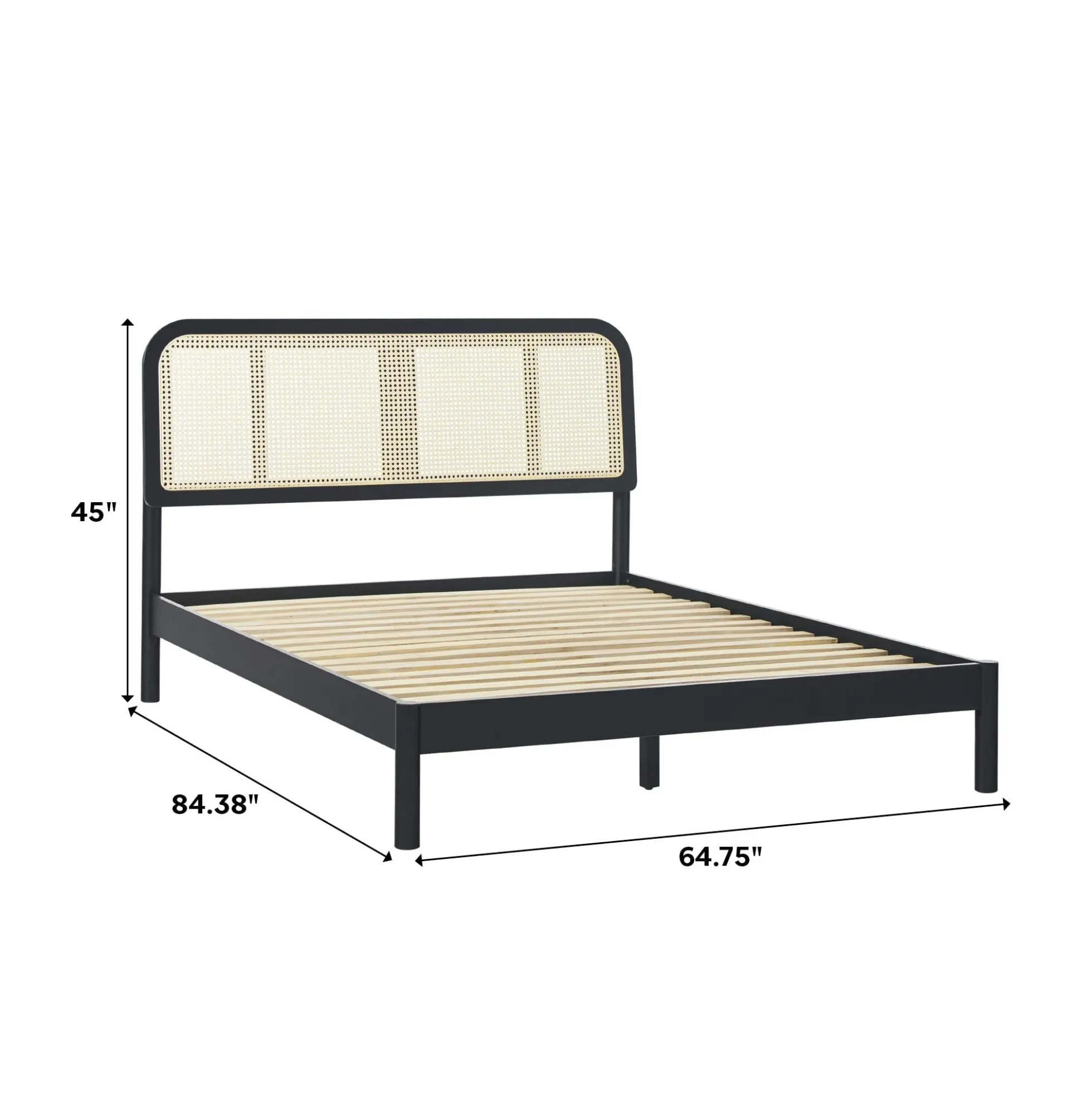 Neru Boho Curved Rattan-Headboard Bed Collection (Queen or King)