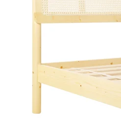 Neru Boho Curved Rattan-Headboard Bed Collection (Queen or King)