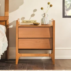 Oswald Mid-Century Modern 2-Drawer Wood Nightstand