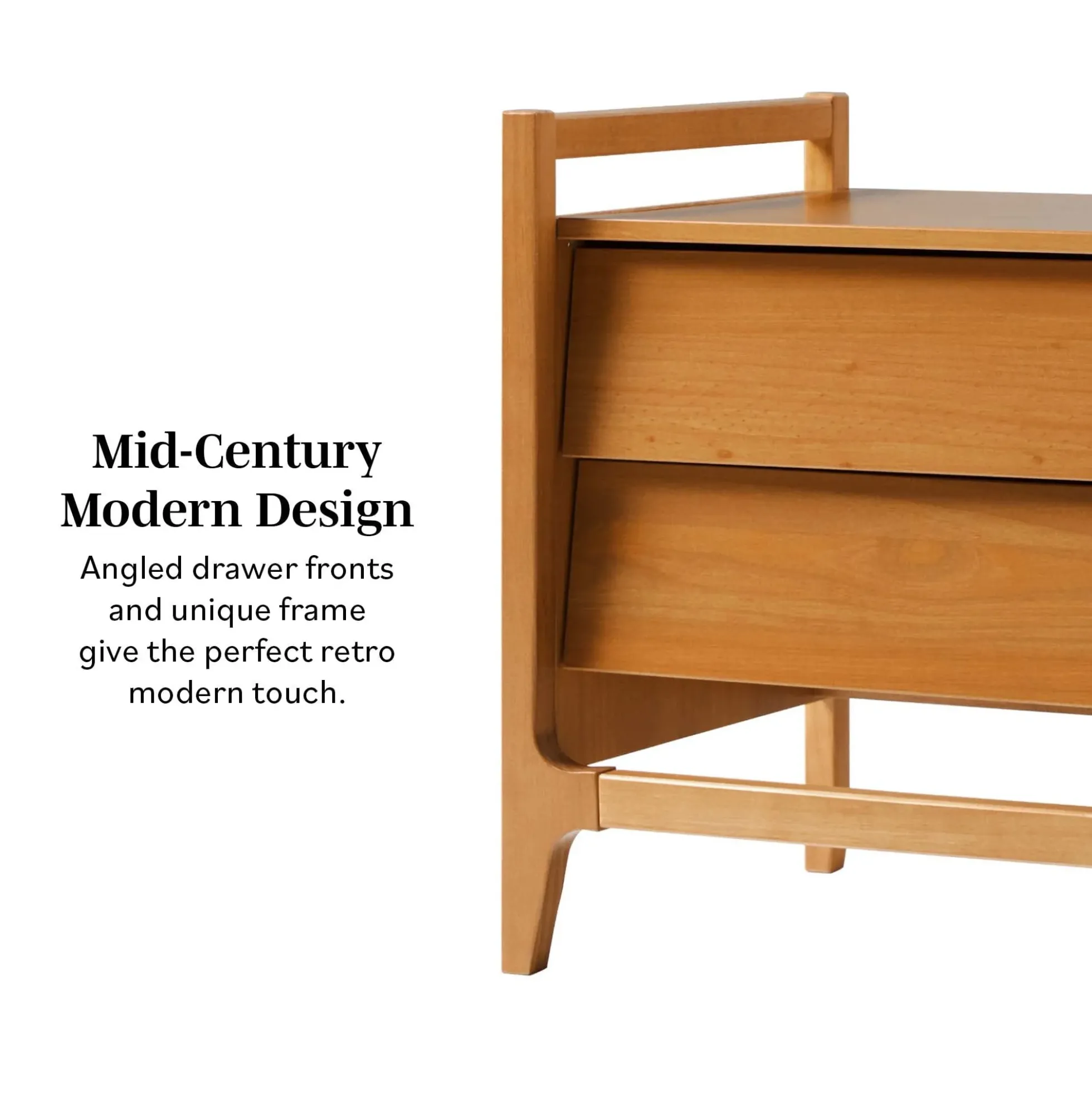 Oswald Mid-Century Modern 2-Drawer Wood Nightstand