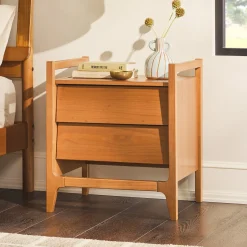 Oswald Mid-Century Modern 2-Drawer Wood Nightstand