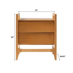 Oswald Mid-Century Modern 2-Drawer Wood Nightstand