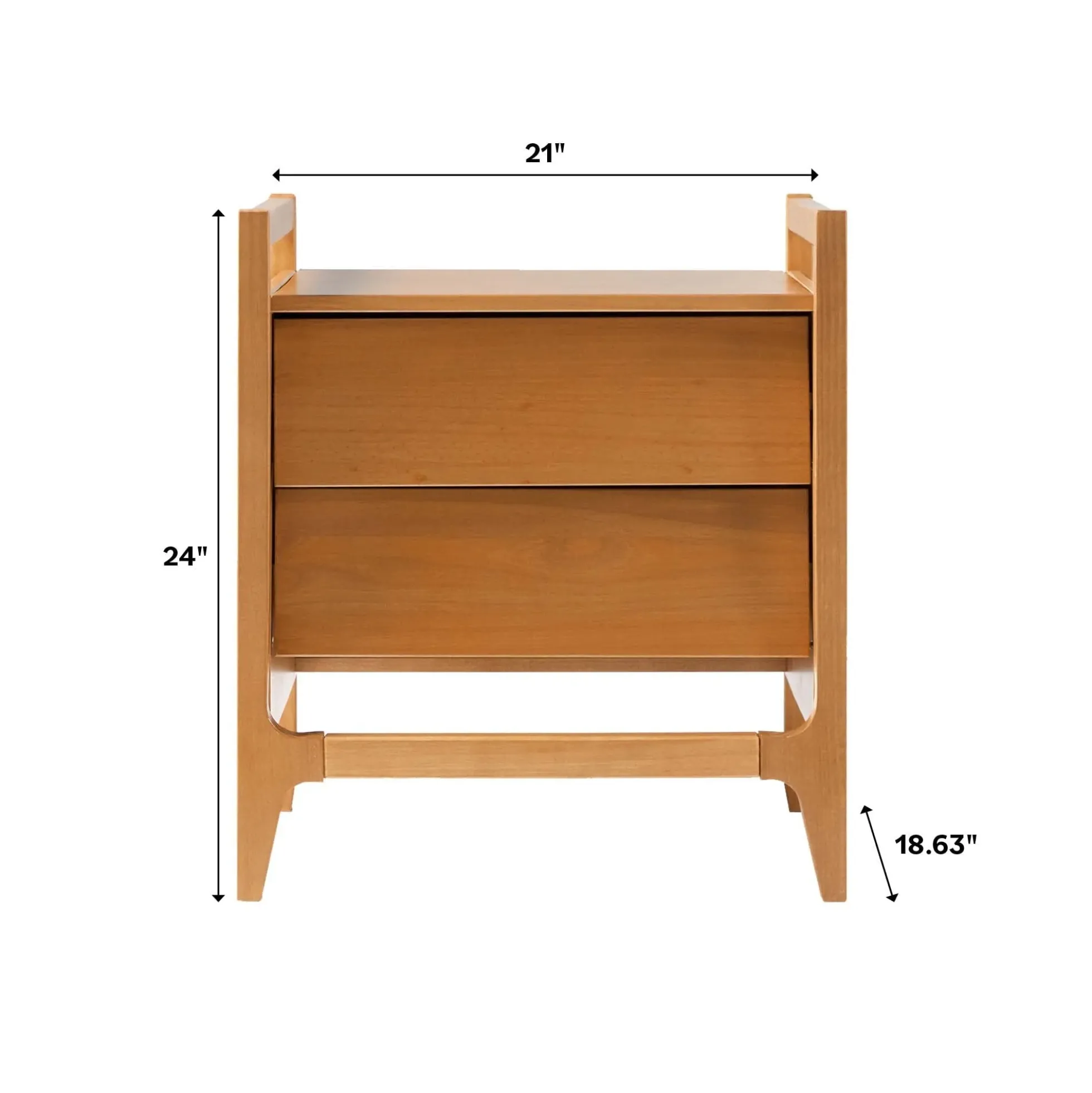 Oswald Mid-Century Modern 2-Drawer Wood Nightstand