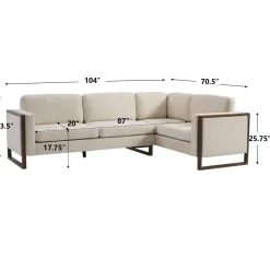 Otis L Shaped Sectional Chenille Sofa Couch with Wood Trim