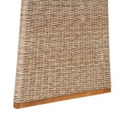 Outdoor 7 Pieces Acacia Wood Dining Set with Handwoven Rattan Legs