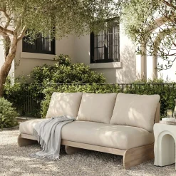 Outdoor Acacia Wood 3 Seater Lazy Sofa Couch