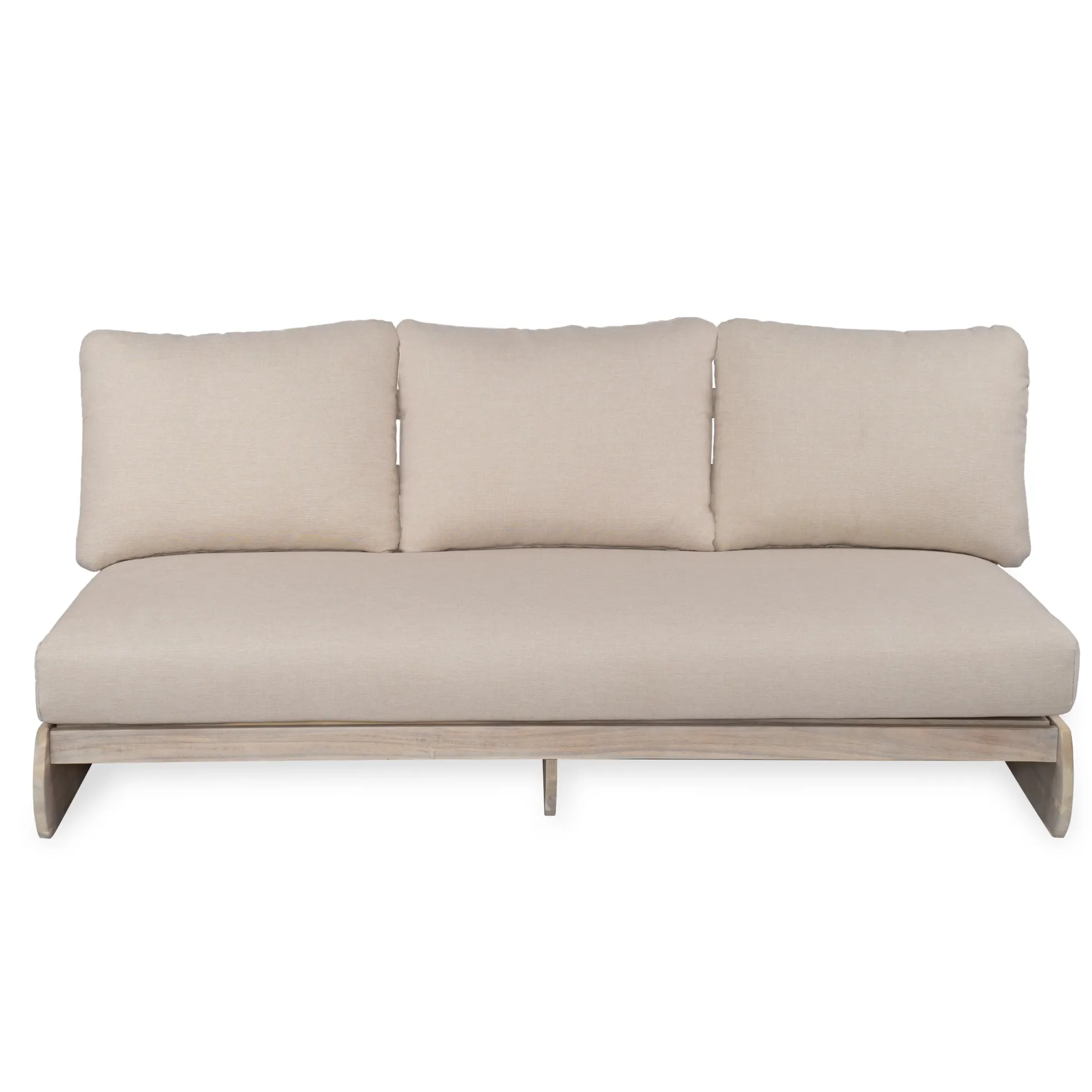 Outdoor Acacia Wood 3 Seater Lazy Sofa Couch