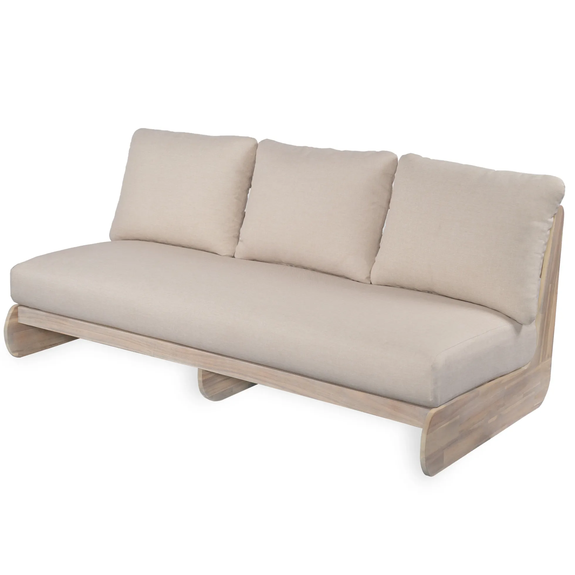 Outdoor Acacia Wood 3 Seater Lazy Sofa Couch