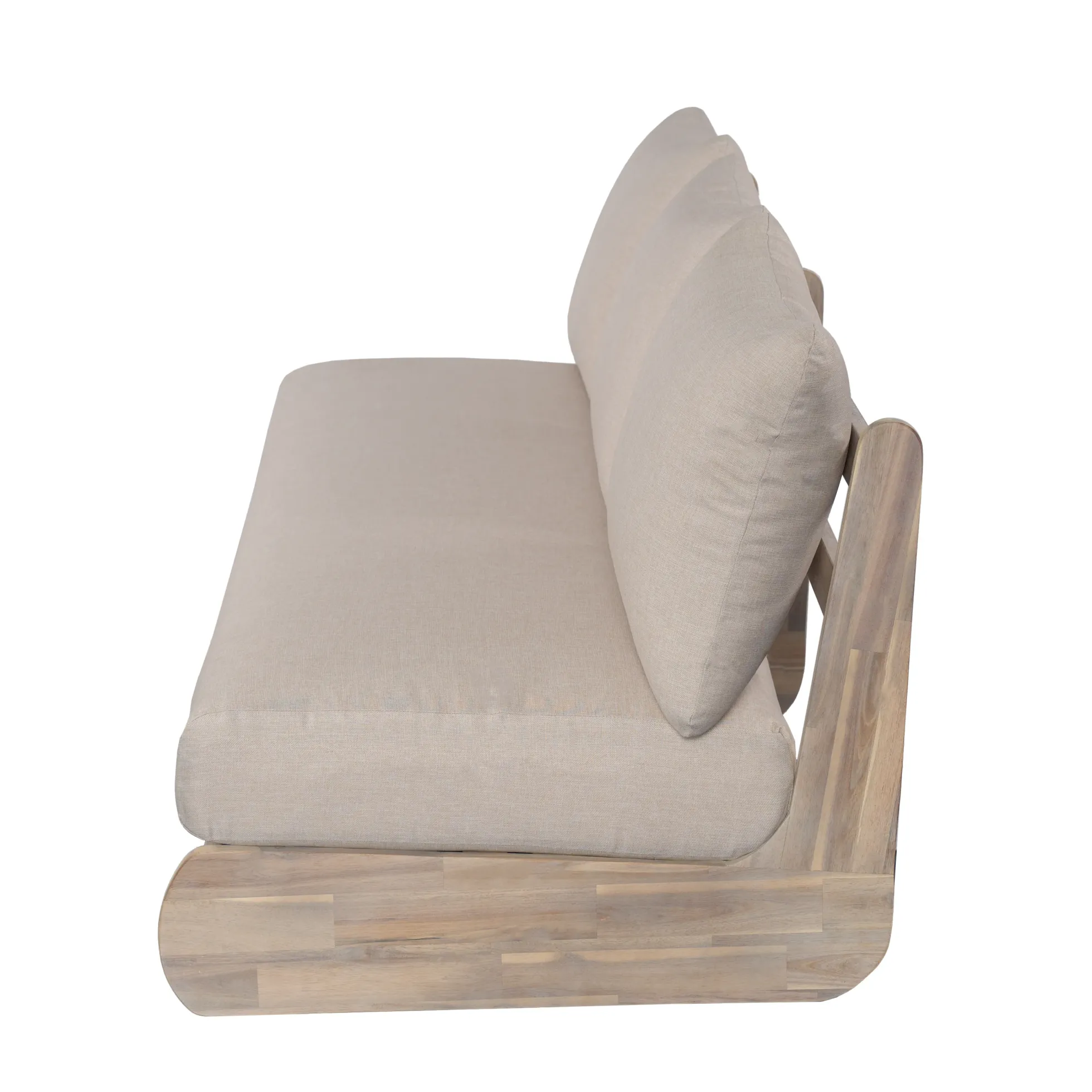 Outdoor Acacia Wood 3 Seater Lazy Sofa Couch